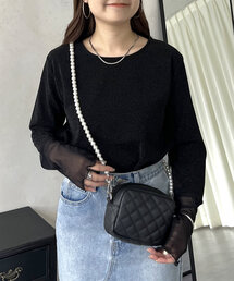 prose verse | 袖シアーボートネックラメトップス(Tシャツ/カットソー)