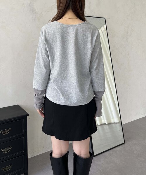 prose verse（プロズヴェール）の「袖シアーボートネックラメトップス（Tシャツ/カットソー・レディース・ブラック系その他/シルバー/ブラック・MEDIUM）」の19枚目の写真