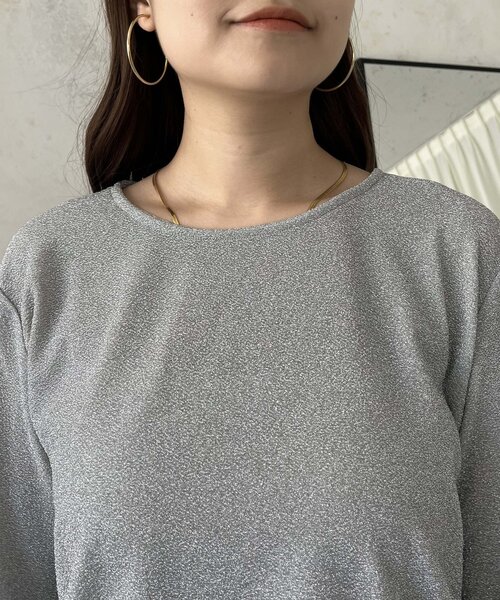 prose verse（プロズヴェール）の「袖シアーボートネックラメトップス（Tシャツ/カットソー・レディース・ブラック系その他/シルバー/ブラック・MEDIUM）」の18枚目の写真