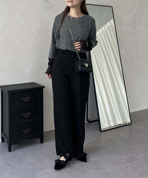 prose verse（プロズヴェール）の「袖シアーボートネックラメトップス（Tシャツ/カットソー・レディース・ブラック系その他/シルバー/ブラック・MEDIUM）」の10枚目の写真