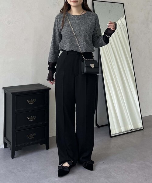 prose verse（プロズヴェール）の「袖シアーボートネックラメトップス（Tシャツ/カットソー・レディース・ブラック系その他/シルバー/ブラック・MEDIUM）」の9枚目の写真