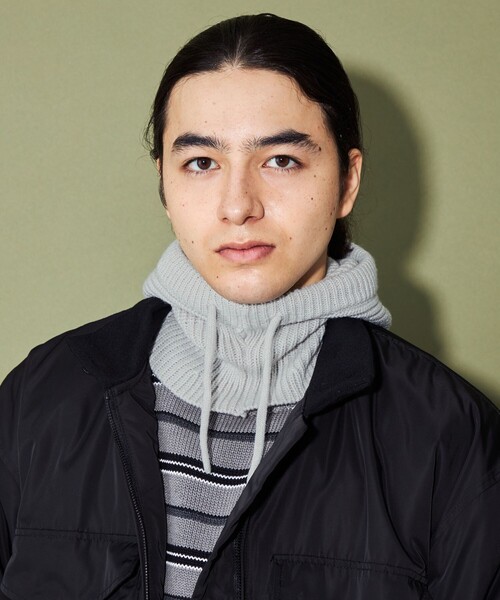 CITEN(シテン)の「<CITEN>ニットフードバラクラバ(ニットキャップ/ビーニー・レディース・ライトブルー/ダークグレー/オレンジ/ライトグレー・FREE)」の1枚目の写真