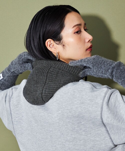 CITEN(シテン)の「<CITEN>ニットフードバラクラバ(ニットキャップ/ビーニー・レディース・ライトブルー/ダークグレー/オレンジ/ライトグレー・FREE)」の9枚目の写真