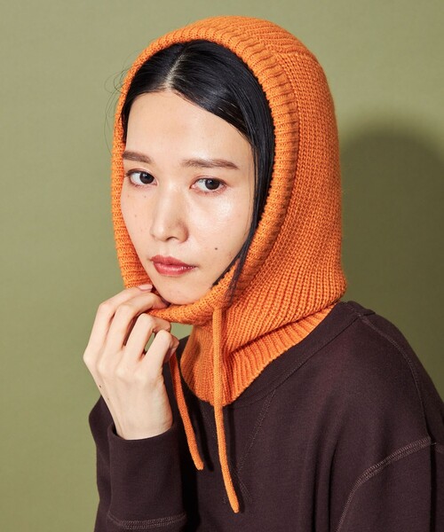 CITEN(シテン)の「<CITEN>ニットフードバラクラバ(ニットキャップ/ビーニー・レディース・ライトブルー/ダークグレー/オレンジ/ライトグレー・FREE)」の12枚目の写真