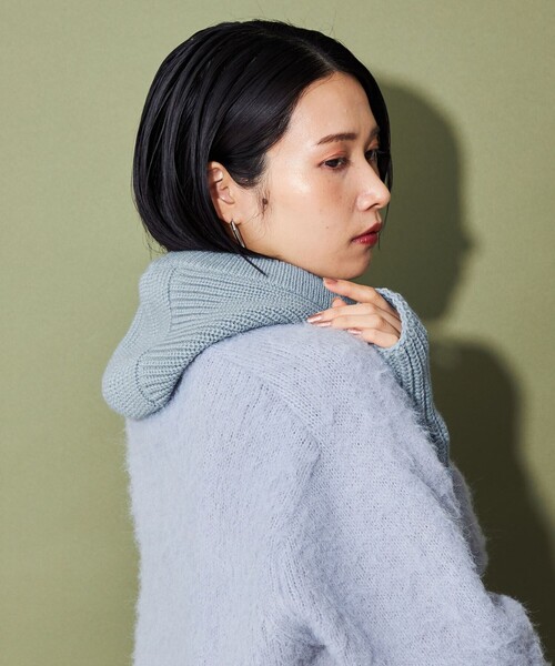 CITEN(シテン)の「<CITEN>ニットフードバラクラバ(ニットキャップ/ビーニー・レディース・ライトブルー/ダークグレー/オレンジ/ライトグレー・FREE)」の13枚目の写真