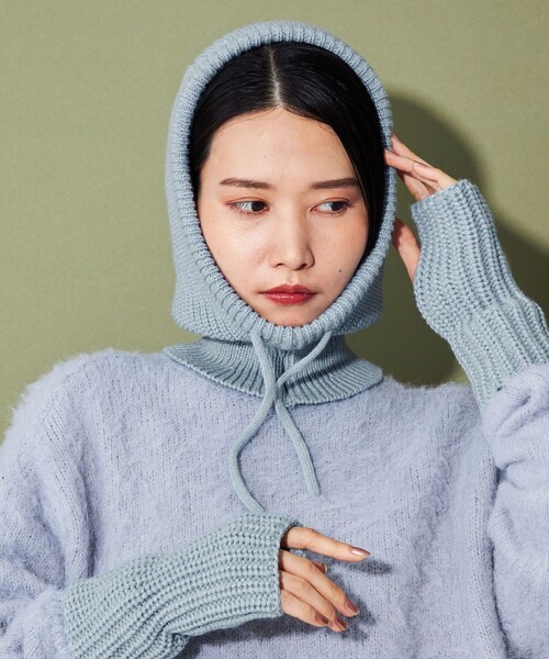 CITEN(シテン)の「<CITEN>ニットフードバラクラバ(ニットキャップ/ビーニー・レディース・ライトブルー/ダークグレー/オレンジ/ライトグレー・FREE)」の15枚目の写真