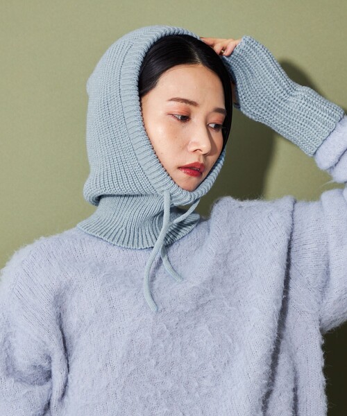 CITEN(シテン)の「<CITEN>ニットフードバラクラバ(ニットキャップ/ビーニー・レディース・ライトブルー/ダークグレー/オレンジ/ライトグレー・FREE)」の16枚目の写真