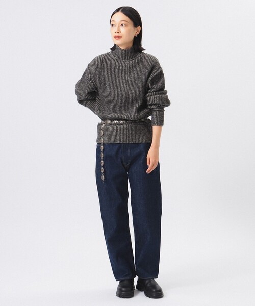 BEAMS BOY(ビームスボーイ)の「5ゲージ プレーティング ハイネック ニット(ニット/セーター・レディース・チャコールグレー/ホワイト系その他7/ブラウン・ONE SIZE)」の5枚目の写真