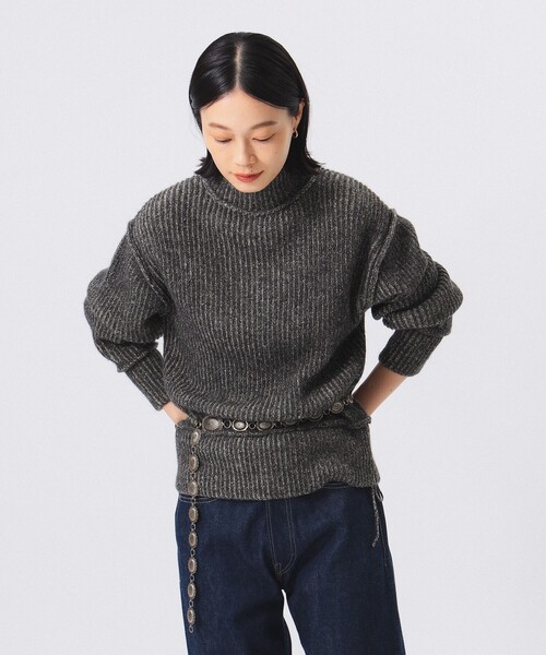 BEAMS BOY(ビームスボーイ)の「5ゲージ プレーティング ハイネック ニット(ニット/セーター・レディース・チャコールグレー/ホワイト系その他7/ブラウン・ONE SIZE)」の6枚目の写真