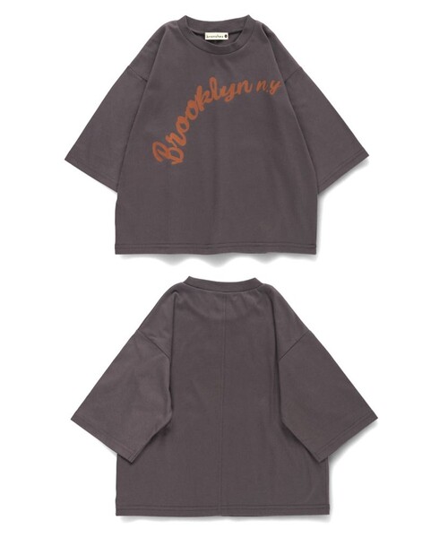 BRANSHES（ブランシェス）の「フロッキープリント6.5分袖Tシャツ（Tシャツ/カットソー・キッズ・ブラウン/ライトグレー/オフホワイト・130/110/100/140/120/150/90/80）」の7枚目の写真