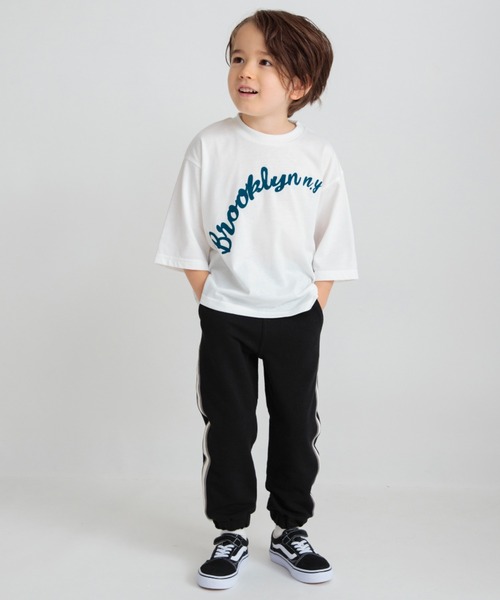 BRANSHES（ブランシェス）の「フロッキープリント6.5分袖Tシャツ（Tシャツ/カットソー・キッズ・ブラウン/ライトグレー/オフホワイト・130/110/100/140/120/150/90/80）」の20枚目の写真