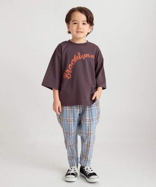 BRANSHES（ブランシェス）の「フロッキープリント6.5分袖Tシャツ（Tシャツ/カットソー・キッズ・ブラウン/ライトグレー/オフホワイト・130/110/100/140/120/150/90/80）」の18枚目の写真