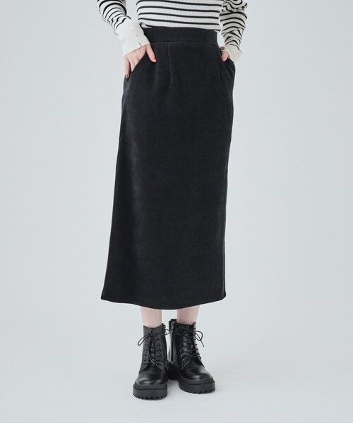 DRESKIP（ドレスキップ）の「◆きれいなIラインで大人っぽく コーデュロイナロースカート（スカート・レディース・マスタード/ダークグレー/ブラック・04/02/03）」の4枚目の写真