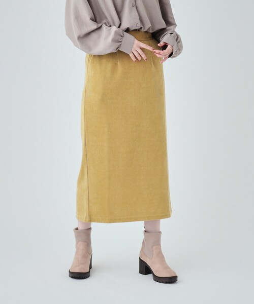 DRESKIP（ドレスキップ）の「◆きれいなIラインで大人っぽく コーデュロイナロースカート（スカート・レディース・マスタード/ダークグレー/ブラック・04/02/03）」の14枚目の写真