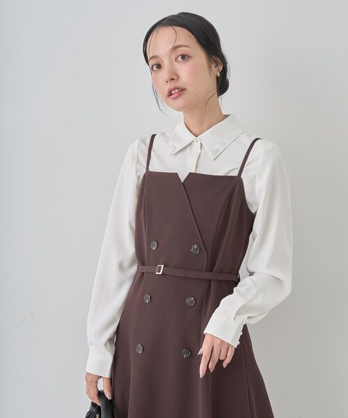 earth music&ecology(アースミュージックアンドエコロジー)の「トレンチ風キャミワンピース(ワンピース・レディース・ベージュ/ダークグレー/チョコ・M/S)」の18枚目の写真