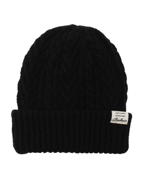 and it_(アンドイット)の「2wayリブ編みニット帽(ニットキャップ/ビーニー・レディース・ブラック/ブルー/マスタード/グレイッシュベージュ・FREE)」の2枚目の写真