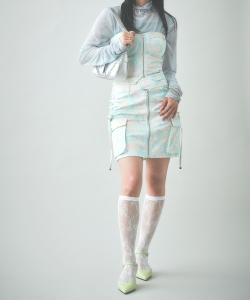 TTOL（トール）の「フロントジップデザインミニスカート（スカート・レディース・グリーン/ブラック・M/L）」の7枚目の写真