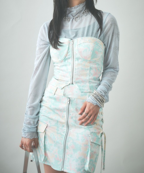 TTOL（トール）の「フロントジップデザインミニスカート（スカート・レディース・グリーン/ブラック・M/L）」の8枚目の写真