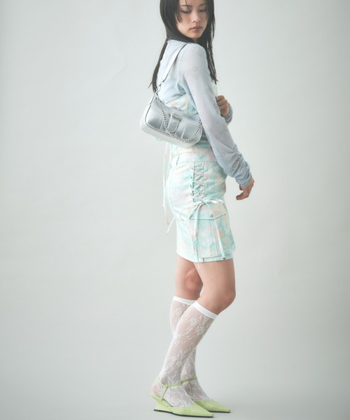 TTOL（トール）の「フロントジップデザインミニスカート（スカート・レディース・グリーン/ブラック・M/L）」の13枚目の写真