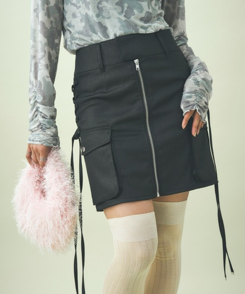 TTOL（トール）の「フロントジップデザインミニスカート（スカート・レディース・グリーン/ブラック・M/L）」の18枚目の写真