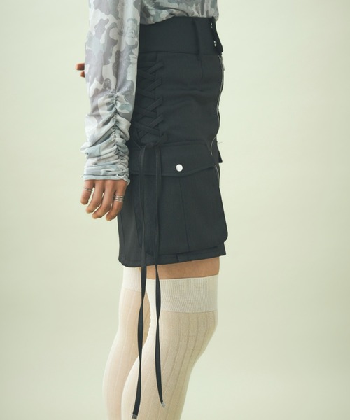 TTOL（トール）の「フロントジップデザインミニスカート（スカート・レディース・グリーン/ブラック・M/L）」の22枚目の写真