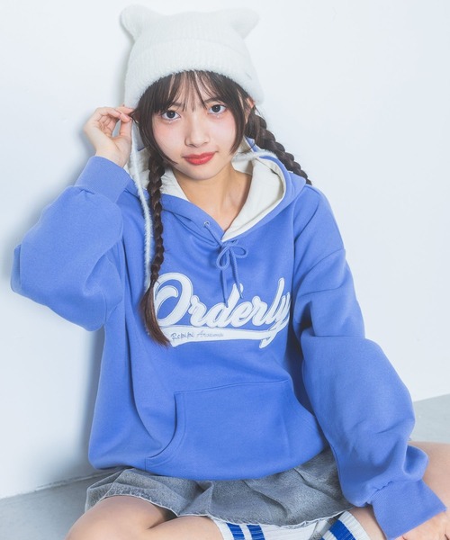 repipi armario（レピピ アルマリオ）の「【裏起毛】ハイショクルーズフーディ（パーカー・キッズ・オレンジ/グレー/ブルー/ブラック/ブルー系/アイボリー・SMALL/MEDIUM/LARGE）」の5枚目の写真