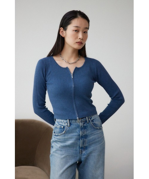 AZUL by moussy（アズールバイマウジー）の「Wジップロングスリーブプルオーバー（Tシャツ/カットソー・レディース・グレー/ブルー/オフホワイト/ブラック/レッド・FREE）」の7枚目の写真