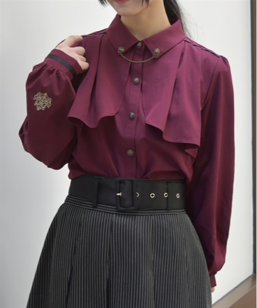 axes femme（アクシーズファム）の「袖口刺繍チェーン付フラシブラウス（シャツ/ブラウス・レディース・ワイン/カーキ/キナリ・MEDIUM/LARGE）」の3枚目の写真