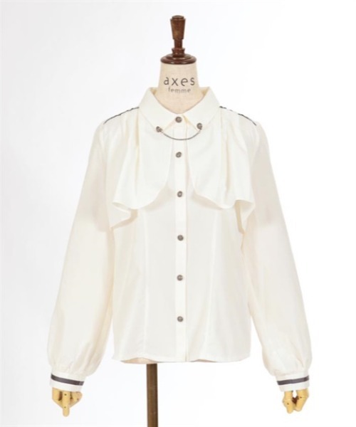 axes femme（アクシーズファム）の「袖口刺繍チェーン付フラシブラウス（シャツ/ブラウス・レディース・ワイン/カーキ/キナリ・MEDIUM/LARGE）」の19枚目の写真