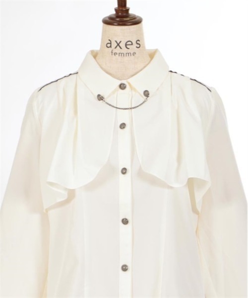 axes femme（アクシーズファム）の「袖口刺繍チェーン付フラシブラウス（シャツ/ブラウス・レディース・ワイン/カーキ/キナリ・MEDIUM/LARGE）」の22枚目の写真