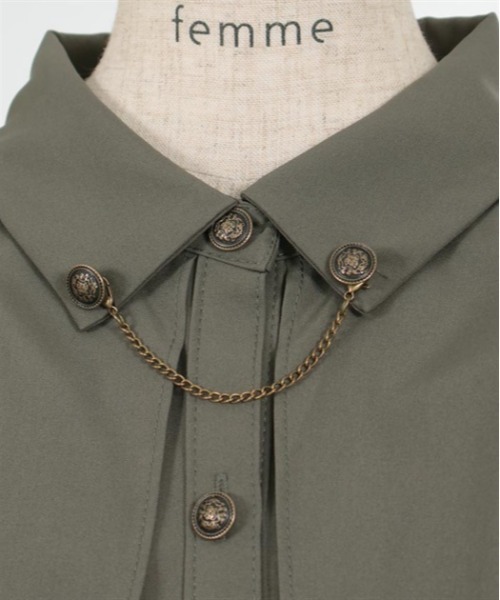 axes femme（アクシーズファム）の「袖口刺繍チェーン付フラシブラウス（シャツ/ブラウス・レディース・ワイン/カーキ/キナリ・MEDIUM/LARGE）」の8枚目の写真