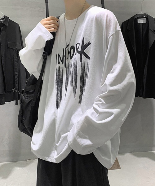 NOWLE（ノウル）の「【NOWLE】ルーズシルエット ロゴ ロンT（Tシャツ/カットソー・メンズ・ブラック系1/ブラック系3/ホワイト系1/ホワイト系2/ホワイト系3/ブラック系2・MEDIUM/LARGE/X-LARGE）」の3枚目の写真