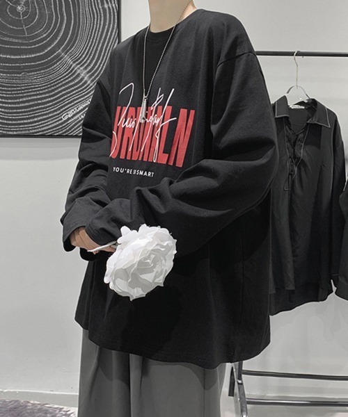 NOWLE（ノウル）の「【NOWLE】ルーズシルエット ロゴ ロンT（Tシャツ/カットソー・メンズ・ブラック系1/ブラック系3/ホワイト系1/ホワイト系2/ホワイト系3/ブラック系2・MEDIUM/LARGE/X-LARGE）」の5枚目の写真