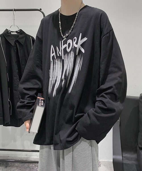 NOWLE（ノウル）の「【NOWLE】ルーズシルエット ロゴ ロンT（Tシャツ/カットソー・メンズ・ブラック系1/ブラック系3/ホワイト系1/ホワイト系2/ホワイト系3/ブラック系2・MEDIUM/LARGE/X-LARGE）」の6枚目の写真