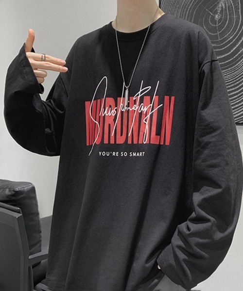 NOWLE（ノウル）の「【NOWLE】ルーズシルエット ロゴ ロンT（Tシャツ/カットソー・メンズ・ブラック系1/ブラック系3/ホワイト系1/ホワイト系2/ホワイト系3/ブラック系2・MEDIUM/LARGE/X-LARGE）」の7枚目の写真