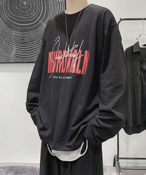 NOWLE（ノウル）の「【NOWLE】ルーズシルエット ロゴ ロンT（Tシャツ/カットソー・メンズ・ブラック系1/ブラック系3/ホワイト系1/ホワイト系2/ホワイト系3/ブラック系2・MEDIUM/LARGE/X-LARGE）」の9枚目の写真