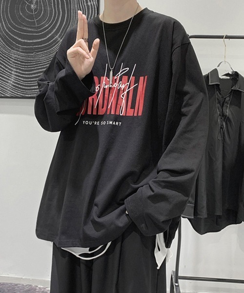 NOWLE（ノウル）の「【NOWLE】ルーズシルエット ロゴ ロンT（Tシャツ/カットソー・メンズ・ブラック系1/ブラック系3/ホワイト系1/ホワイト系2/ホワイト系3/ブラック系2・MEDIUM/LARGE/X-LARGE）」の11枚目の写真