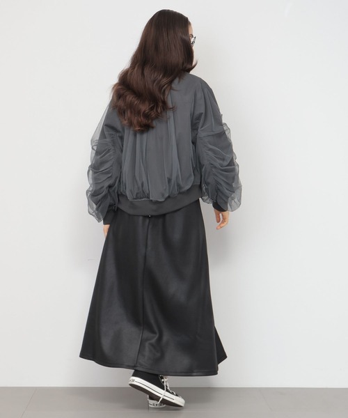 saloon(サルーン)の「SALOON(サルーン)/チュールギャザースリーブブルゾン(ブルゾン・レディース・モカ/チャコールグレー・FREE)」の11枚目の写真