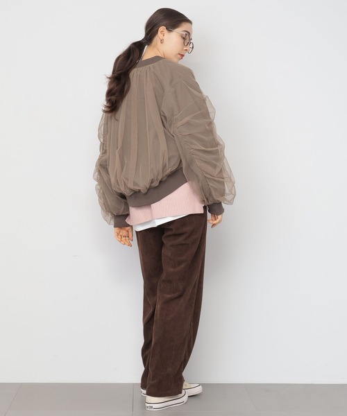 saloon(サルーン)の「SALOON(サルーン)/チュールギャザースリーブブルゾン(ブルゾン・レディース・モカ/チャコールグレー・FREE)」の18枚目の写真