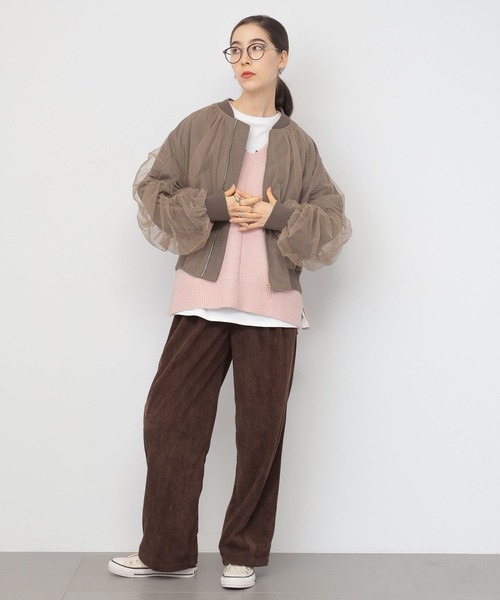 saloon(サルーン)の「SALOON(サルーン)/チュールギャザースリーブブルゾン(ブルゾン・レディース・モカ/チャコールグレー・FREE)」の14枚目の写真