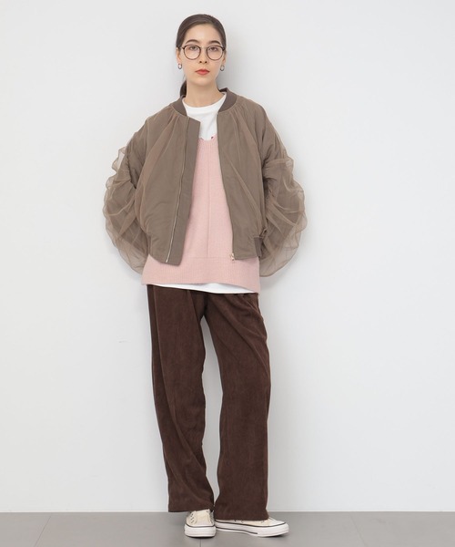 saloon(サルーン)の「SALOON(サルーン)/チュールギャザースリーブブルゾン(ブルゾン・レディース・モカ/チャコールグレー・FREE)」の13枚目の写真