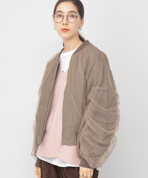 saloon(サルーン)の「SALOON(サルーン)/チュールギャザースリーブブルゾン(ブルゾン・レディース・モカ/チャコールグレー・FREE)」の16枚目の写真