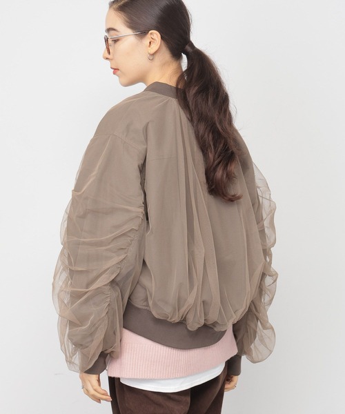 saloon(サルーン)の「SALOON(サルーン)/チュールギャザースリーブブルゾン(ブルゾン・レディース・モカ/チャコールグレー・FREE)」の21枚目の写真