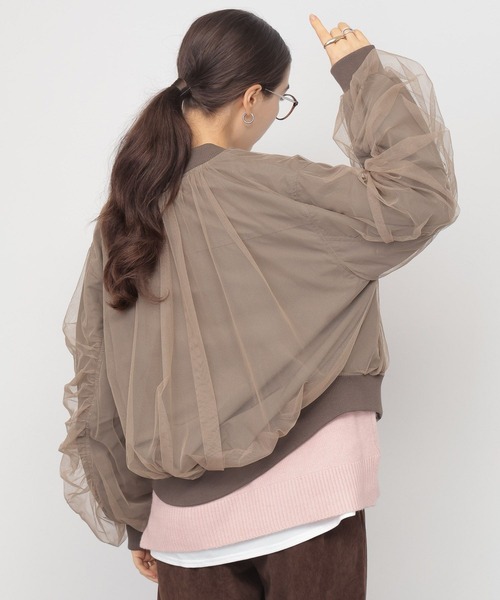 saloon(サルーン)の「SALOON(サルーン)/チュールギャザースリーブブルゾン(ブルゾン・レディース・モカ/チャコールグレー・FREE)」の17枚目の写真