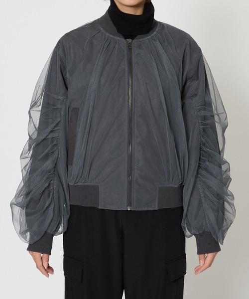 saloon(サルーン)の「SALOON(サルーン)/チュールギャザースリーブブルゾン(ブルゾン・レディース・モカ/チャコールグレー・FREE)」の22枚目の写真