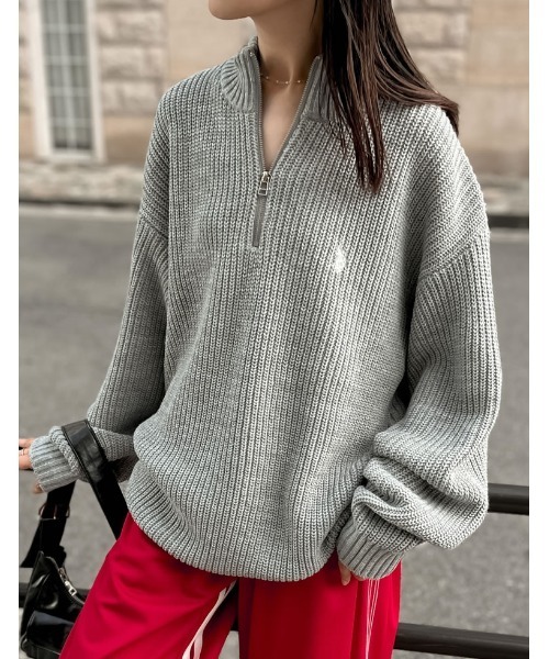 [U.S. POLO ASSN.][別注]ワンポイント刺繍ハーフジップニットトップス（ニット/セーター）｜Re:EDIT（リエディ）