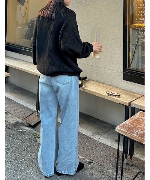 Re:EDIT（リエディ）の「[U.S. POLO ASSN.][別注]ワンポイント刺繍ハーフジップニットトップス（ニット/セーター・レディース・ネイビー/ブラック/アイボリー/グレー・MEDIUM/LARGE/X-LARGE）」の6枚目の写真
