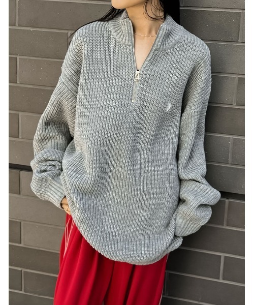 Re:EDIT（リエディ）の「[U.S. POLO ASSN.][別注]ワンポイント刺繍ハーフジップニットトップス（ニット/セーター・レディース・ネイビー/ブラック/アイボリー/グレー・MEDIUM/LARGE/X-LARGE）」の17枚目の写真