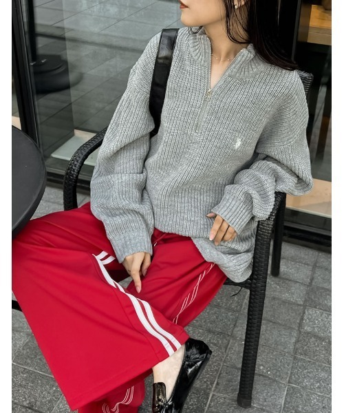 Re:EDIT（リエディ）の「[U.S. POLO ASSN.][別注]ワンポイント刺繍ハーフジップニットトップス（ニット/セーター・レディース・ネイビー/ブラック/アイボリー/グレー・MEDIUM/LARGE/X-LARGE）」の20枚目の写真