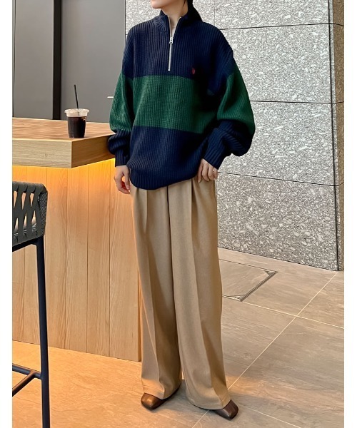 Re:EDIT（リエディ）の「[U.S. POLO ASSN.][別注]ワンポイント刺繍ハーフジップニットトップス（ニット/セーター・レディース・ネイビー/ブラック/アイボリー/グレー・MEDIUM/LARGE/X-LARGE）」の14枚目の写真